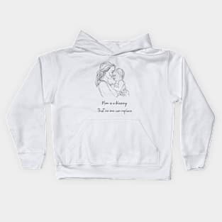 Mom and child in a hug Kids Hoodie